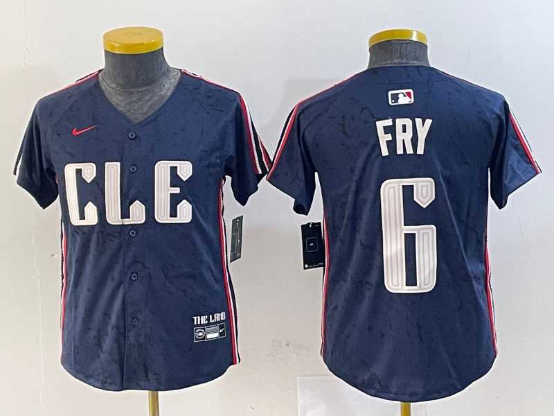 Youth Cleveland Guardians #6 David Fry Navy 2024 City Connect Limited Stitched Jersey->mlb youth jerseys->MLB Jersey